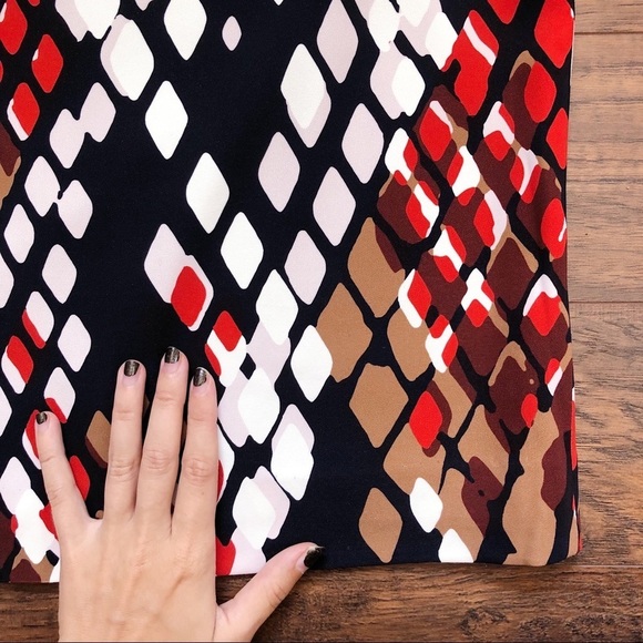 BOSS • Vilea 1 Skirt pencil slim abstract snake print red tan black white - Picture 6 of 14